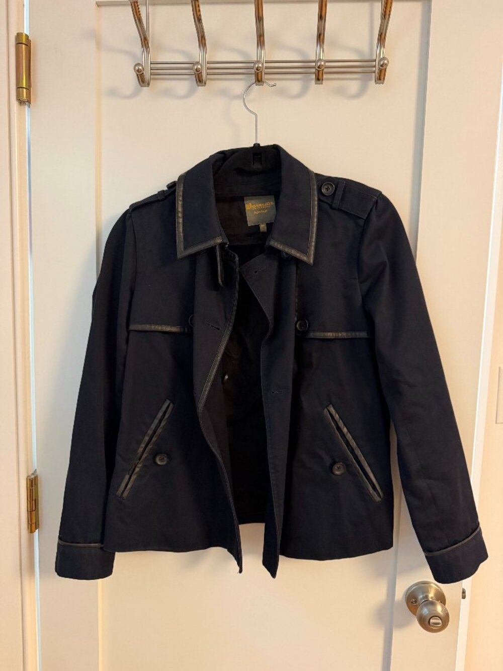 Wearmaster field garment jacket cropped trench coat in navy